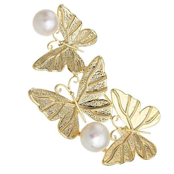 14k gold filled butterfly brooch factory natural pearl corsage manufacturer fashion accessories supplier sleeve button wholesale china